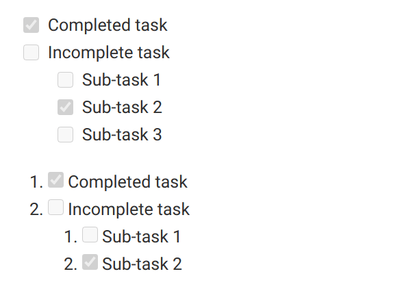A task list as rendered by GitLab's interface
