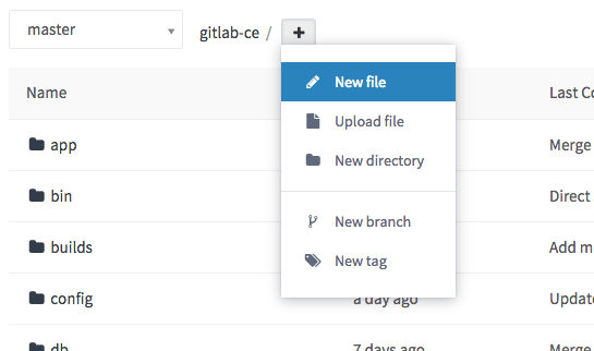 New file dropdown menu