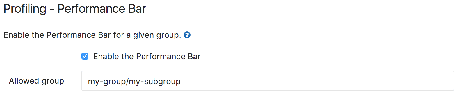 GitLab Performance Bar Admin Settings
