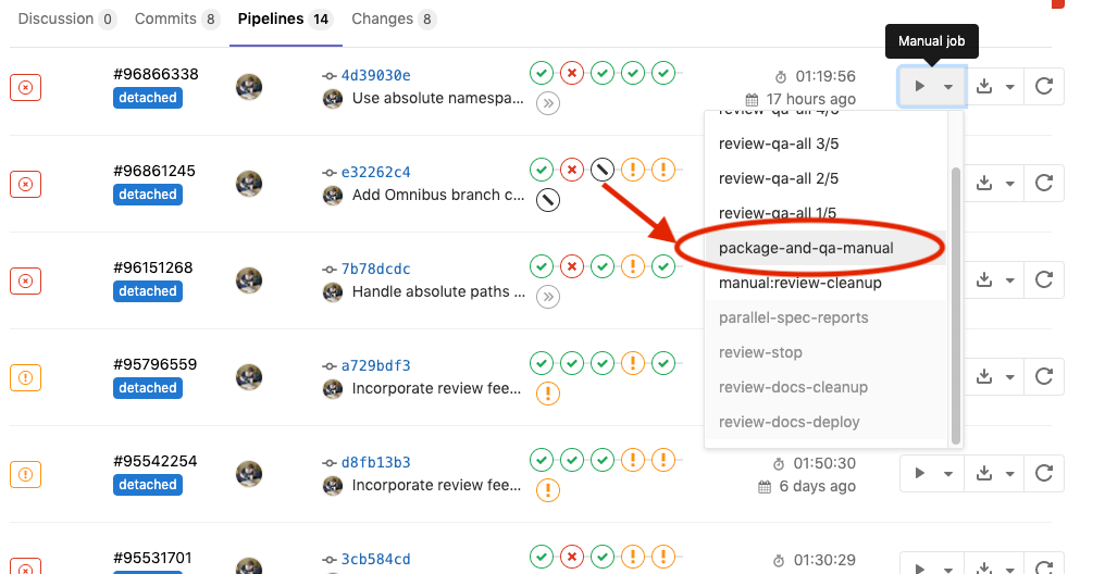 Build package manual action