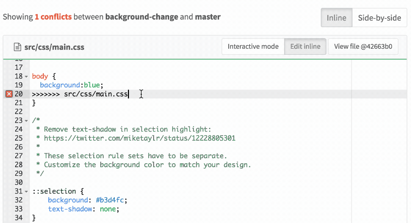 Merge conflict editor