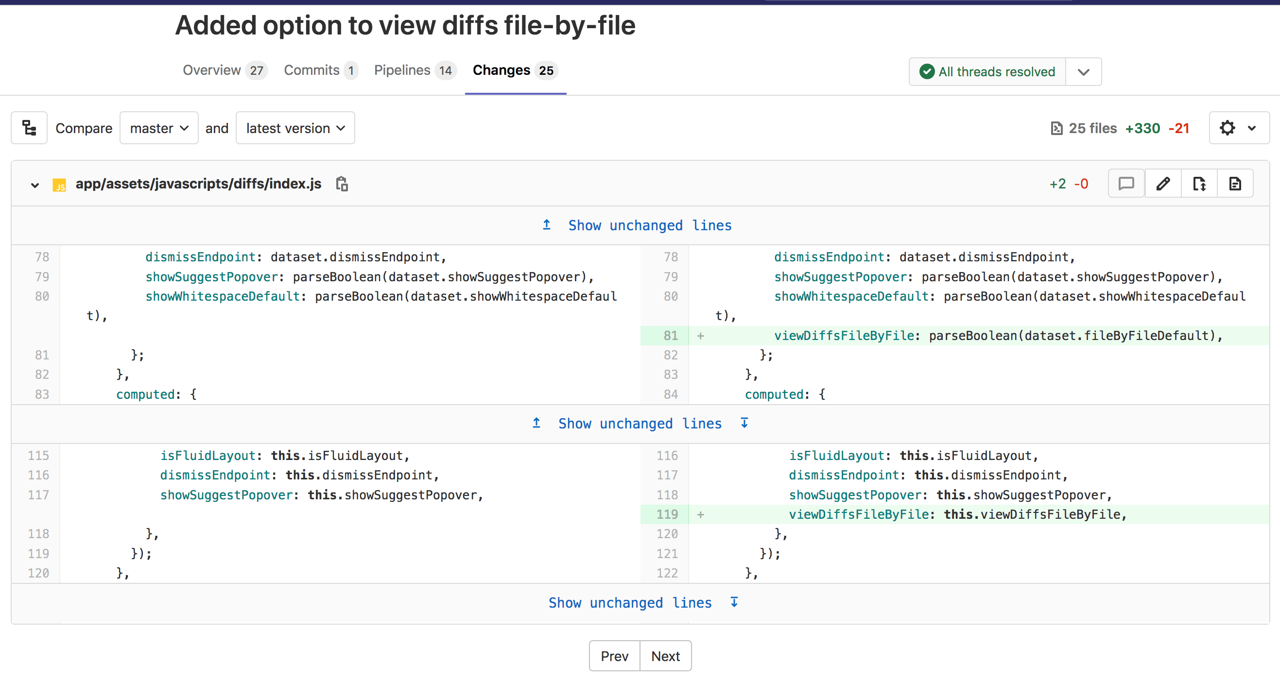 File-by-file diff navigation