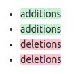 inline diffs tags rendered