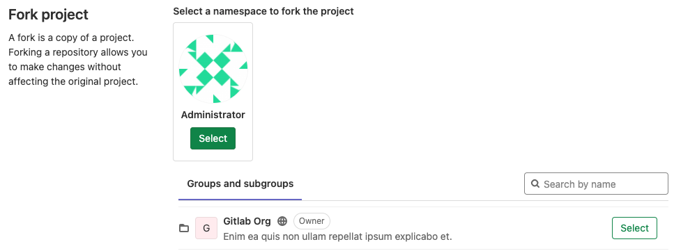 Choose namespace